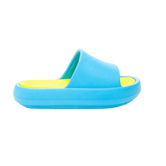 NIB! J/Slides Turquoise/Yellow Squish Beach Slides - Women’s Size 6M - Picture 1 of 8